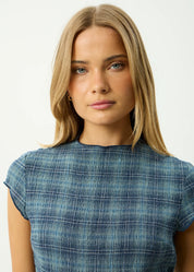 Wren Seersucker Top - Navy Check | Afends