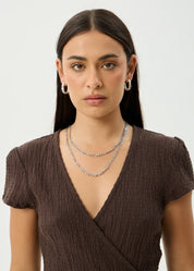 Farah Seersucker Mini Wrap Dress - Coffee | Afends