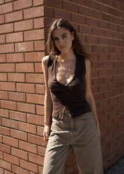 Raine Rib Singlet - Chocolate | Afends