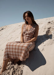 Tully Seersucker Maxi Dress - Desert Check | Afends