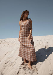 Tully Seersucker Maxi Dress - Desert Check | Afends