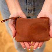Stylish  Leather Coin Purse Tan