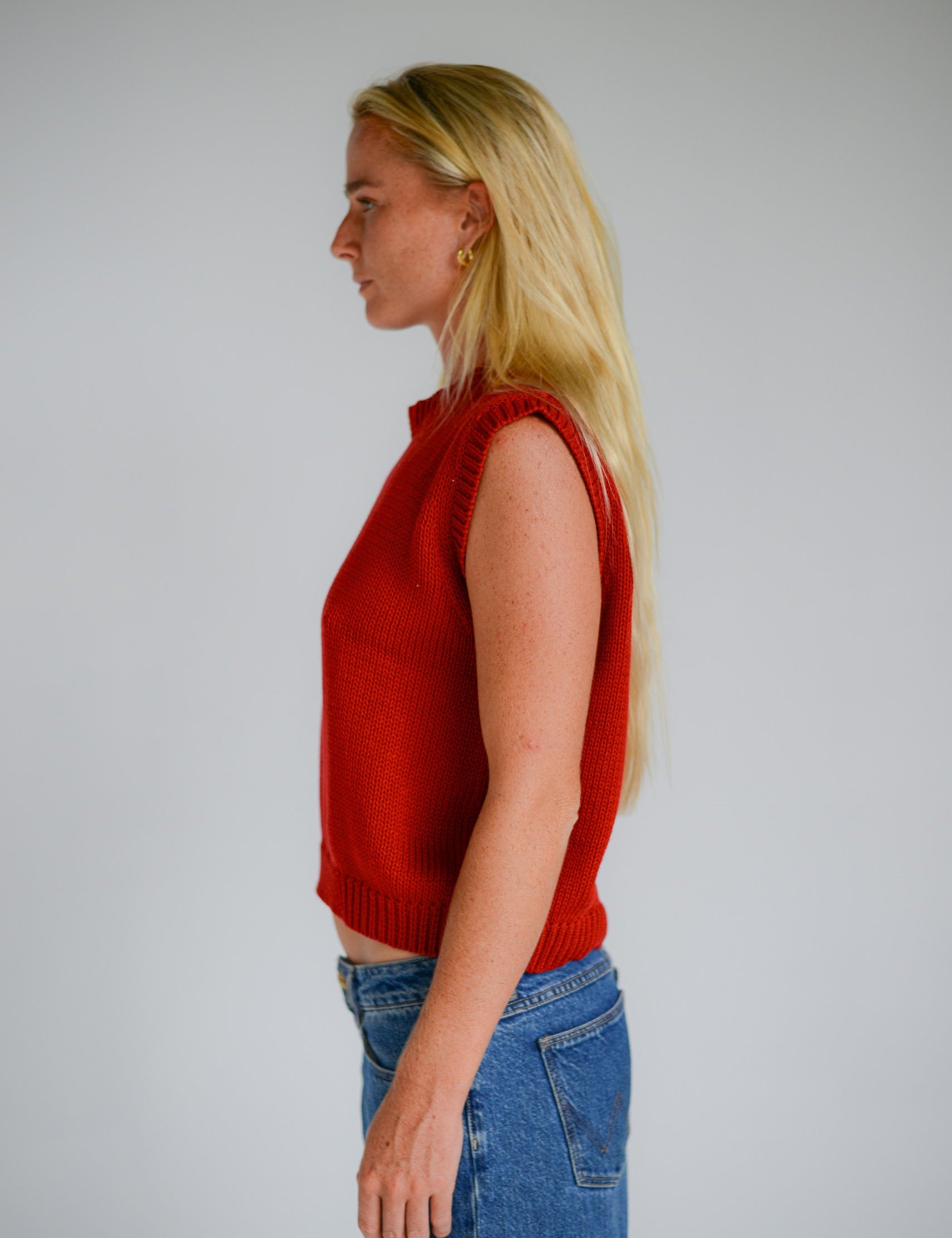 Cecila Knit Vest - Cherry | The Bare Road