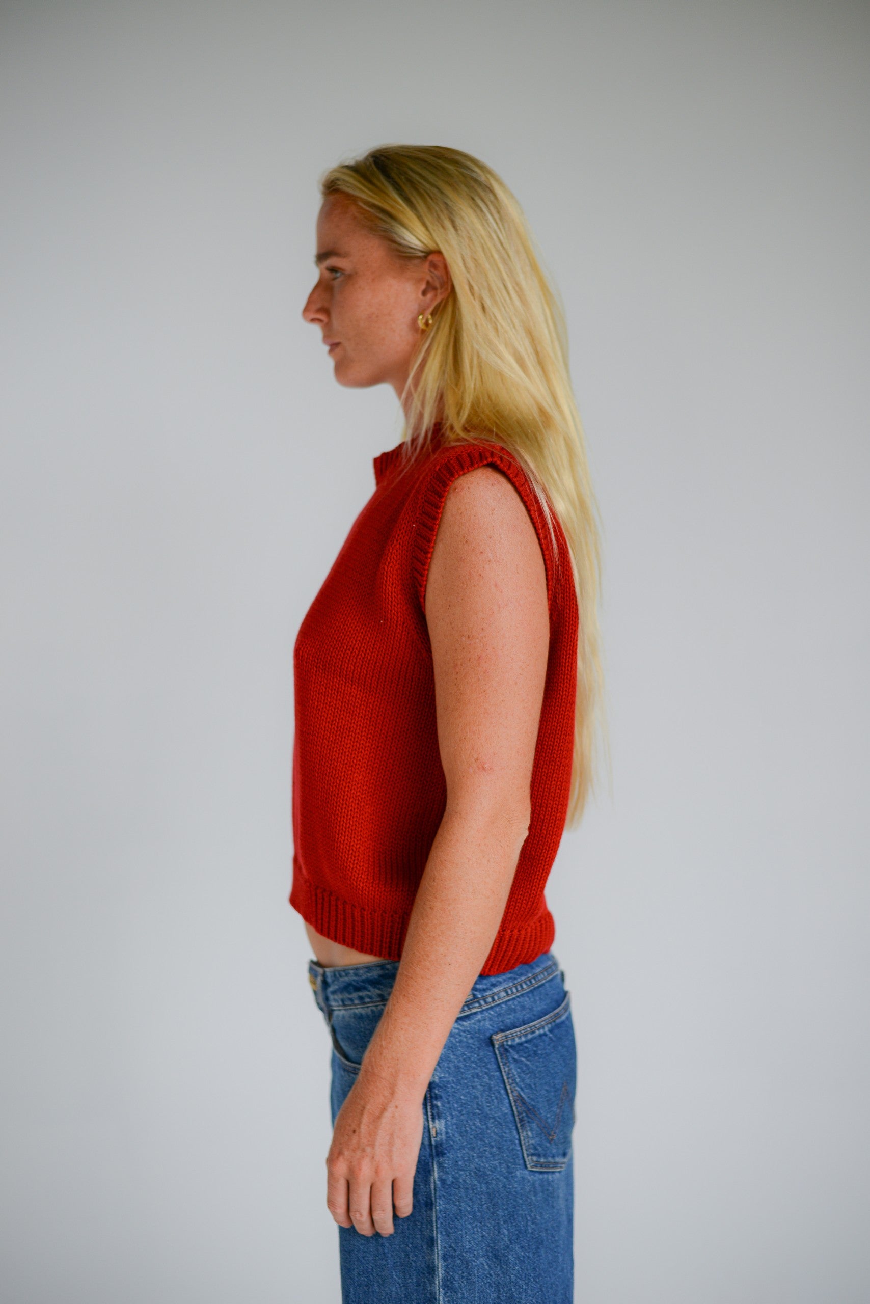 Cecila Knit Vest - Cherry | The Bare Road