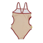 Embroidered Swimsuit Vanilla Fire Bird Placement Print | Tyoub