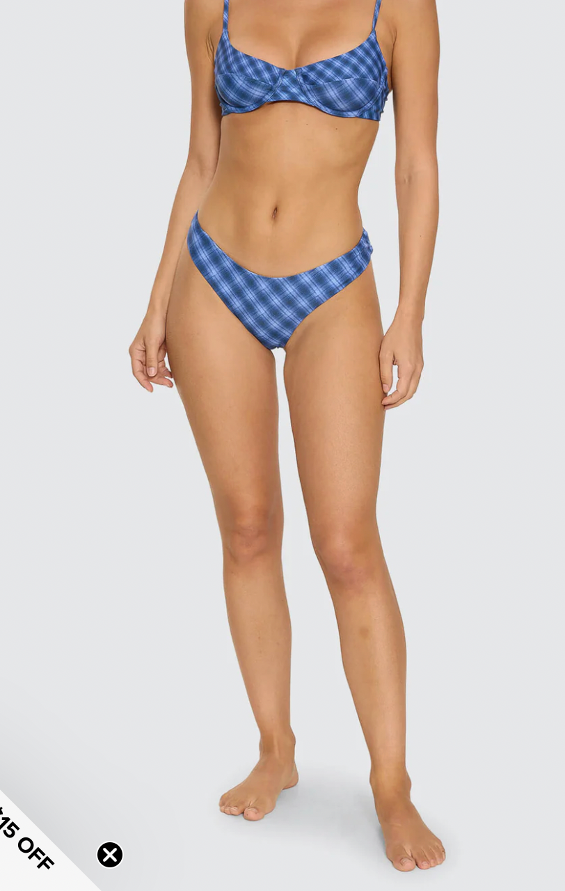 High Speed Check Reversible Bikini Bottom | Thrills Co