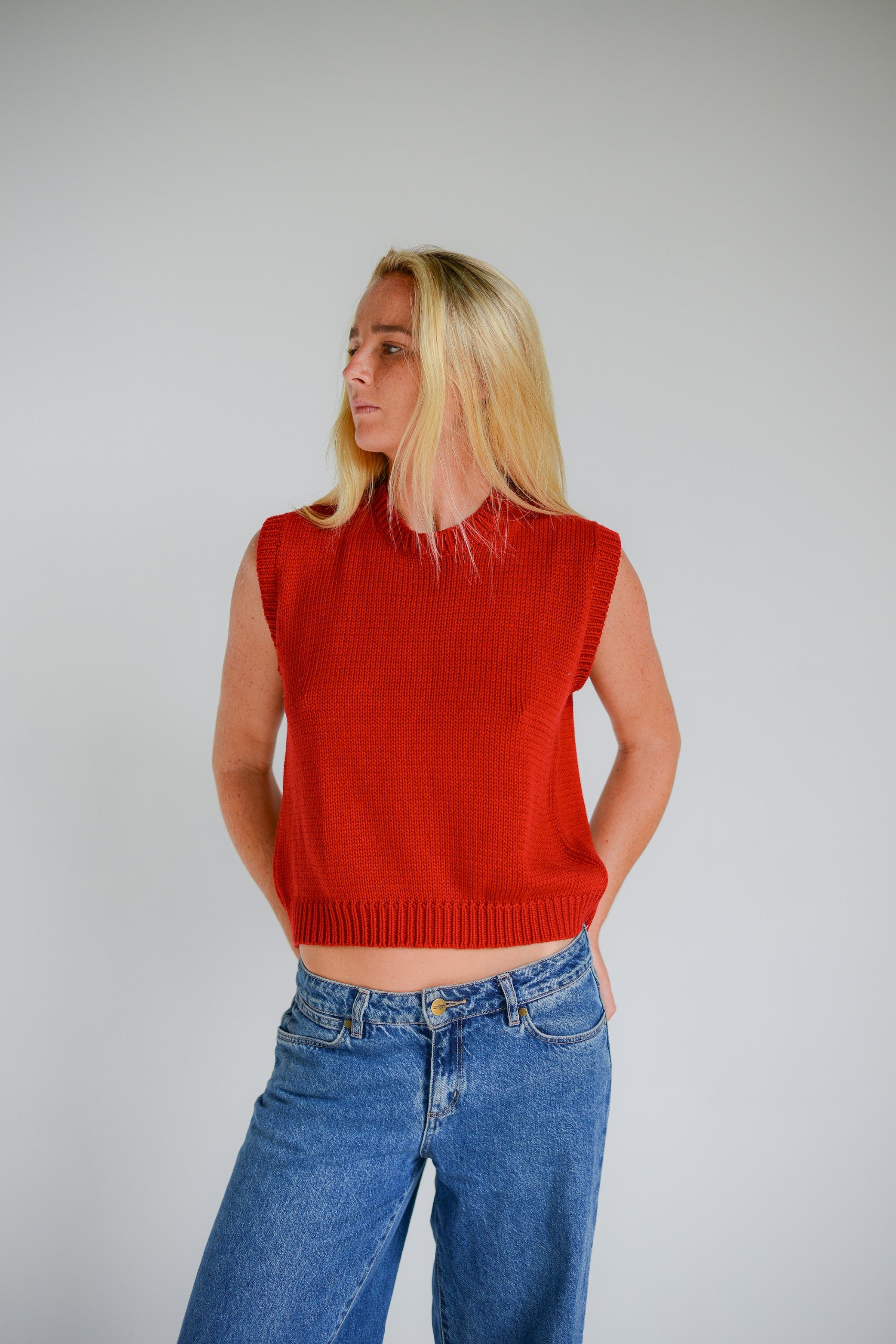 Cecila Knit Vest - Cherry | The Bare Road