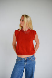 Cecila Knit Vest - Cherry | The Bare Road