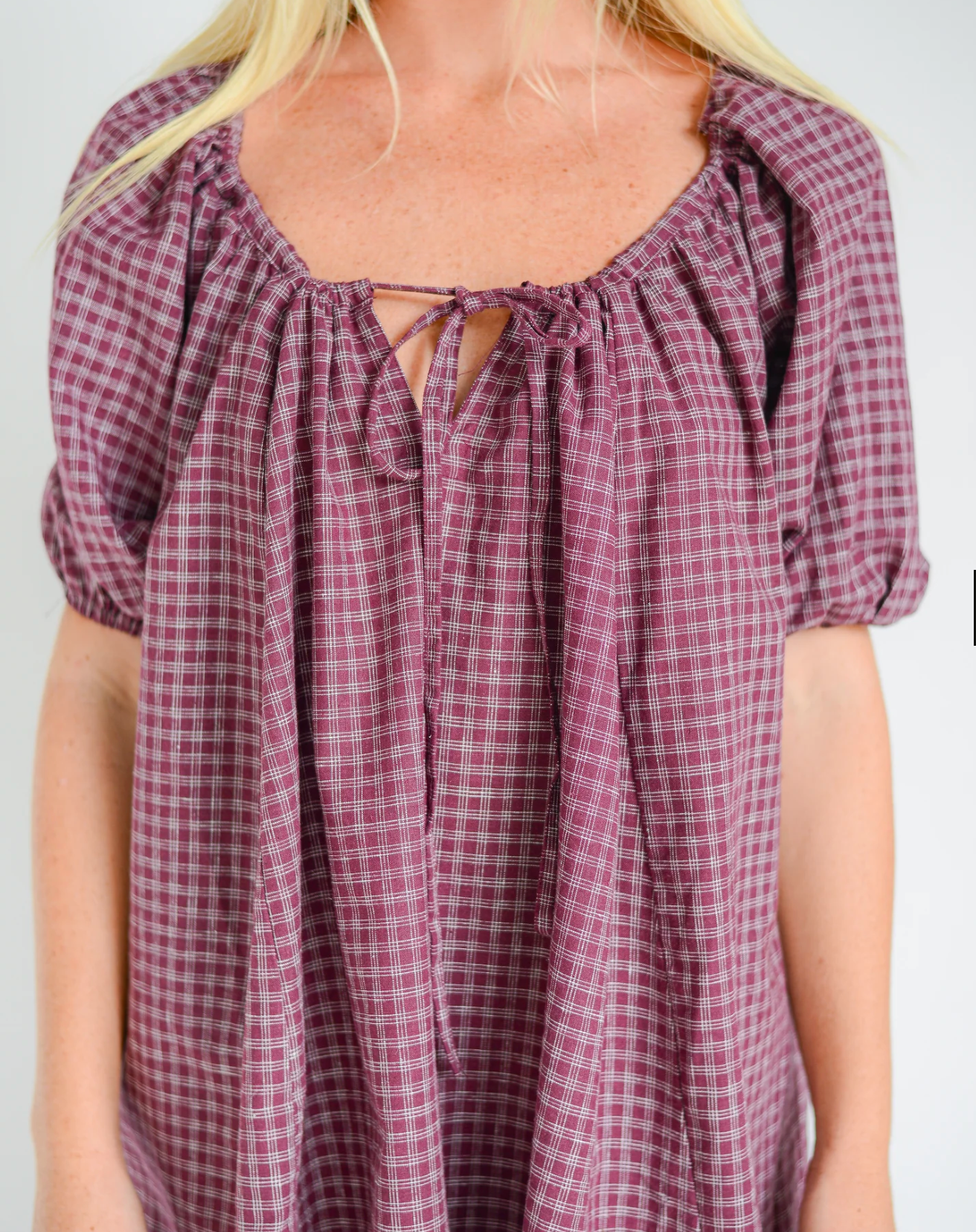 Chloe Dress Fig Hemp Check