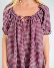 Chloe Dress Fig Hemp Check