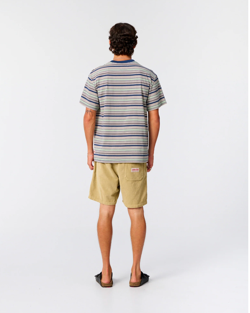 Sun Cured Stripe Tee - Worker Blue