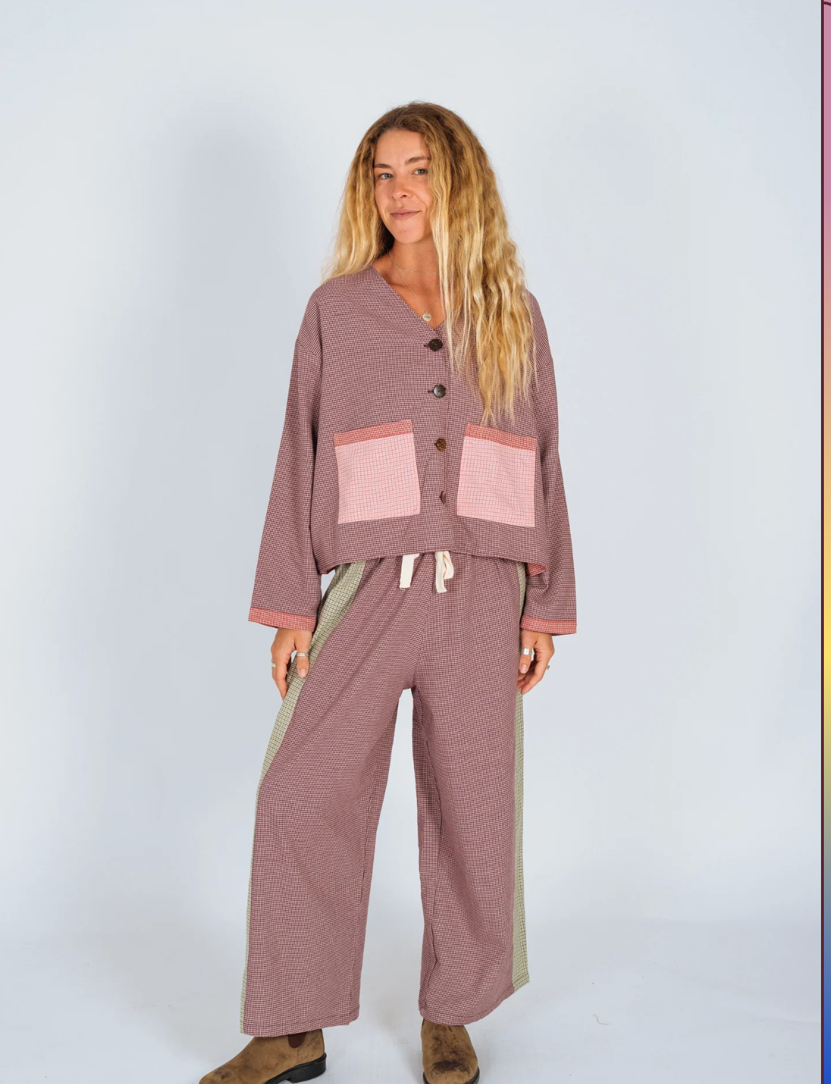 Patchwork Pant in Hounds Tooth Combo | Atmosea