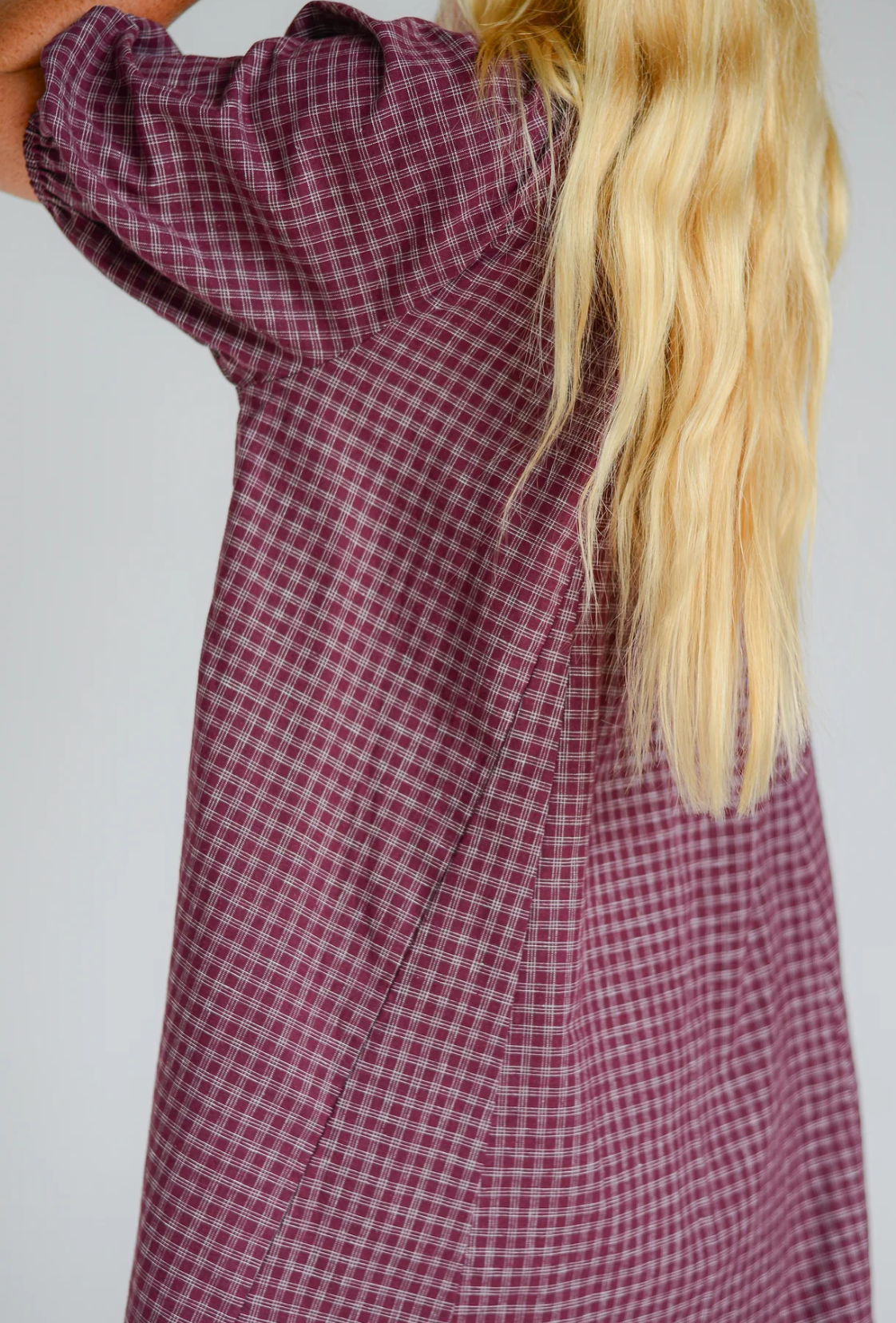 Chloe Dress Fig Hemp Check
