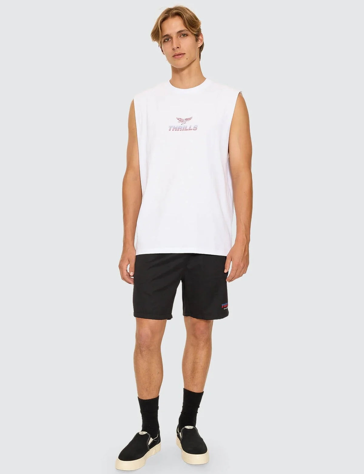 Paradise Before Anarchy Muscle Tee - White | Thrills Co