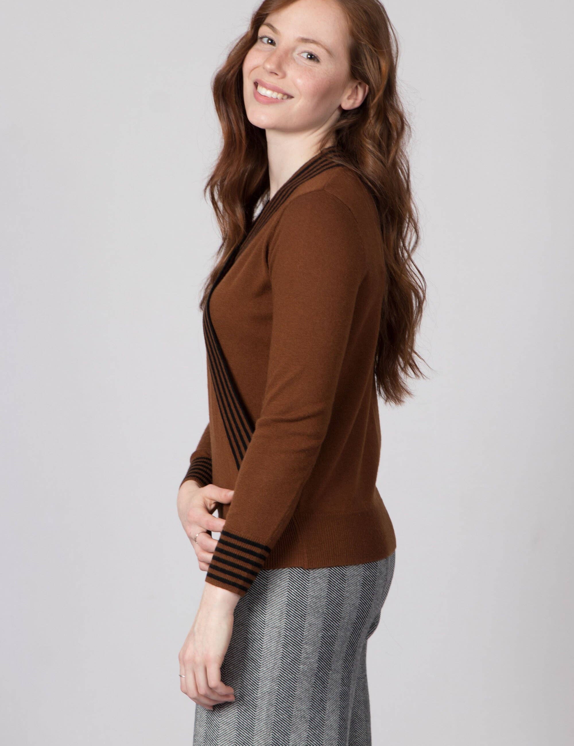 Wool Knit Jumper - Brown + Black Stripe | ALS Australia