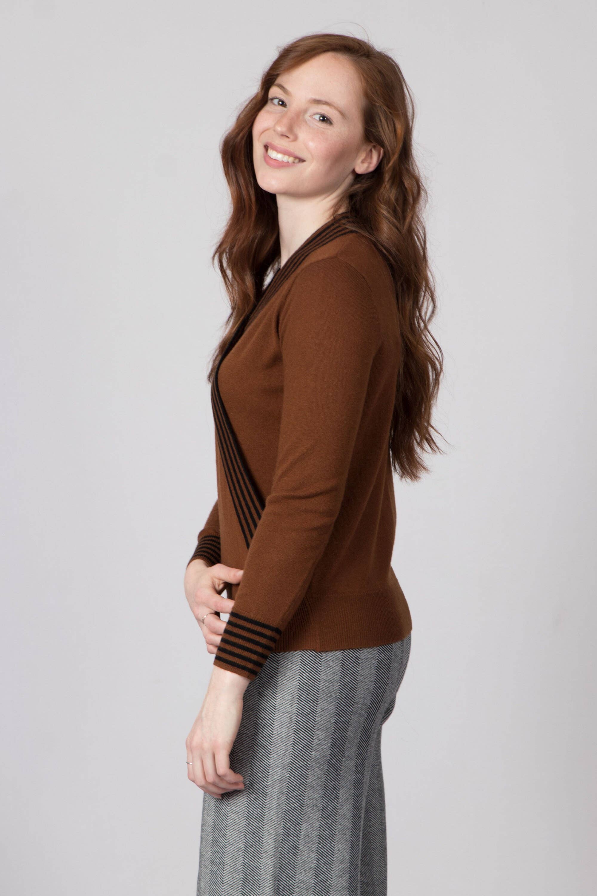 Wool Knit Jumper - Brown + Black Stripe | ALS Australia