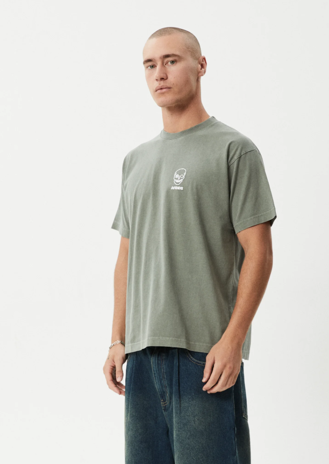 Skeletor Boxy Tee - Washed Sycamore | Afends