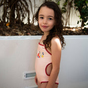 Embroidered Swimsuit Vanilla Fire Bird Placement Print | Tyoub
