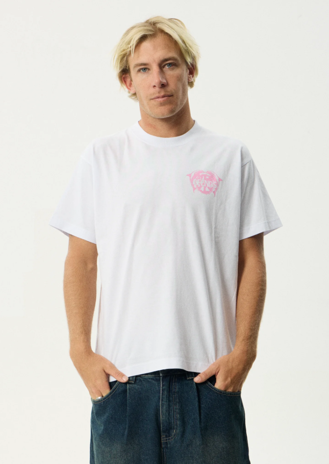 Dolfends Boxy Tee - White | Afends