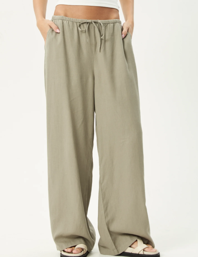 Lenni Wide Leg Pant - Olive | Afends