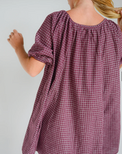 Chloe Dress Fig Hemp Check