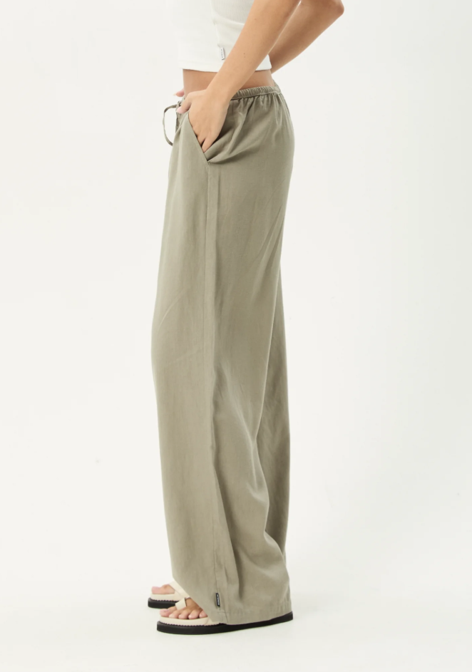 Lenni Wide Leg Pant - Olive | Afends