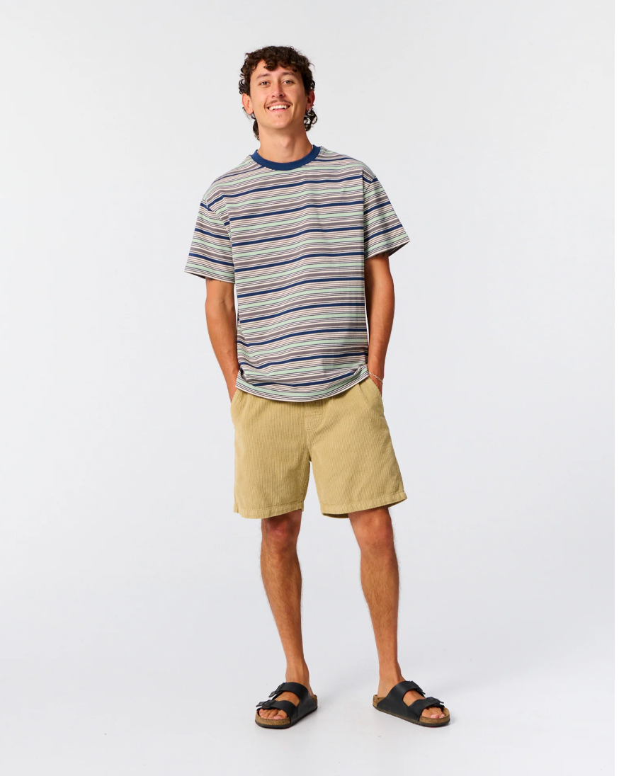 Sun Cured Stripe Tee - Worker Blue