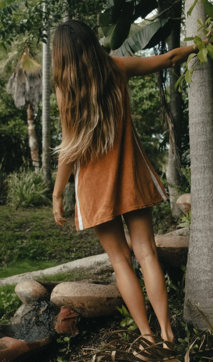 Sporty Terry Dress in Rust | Atmosea