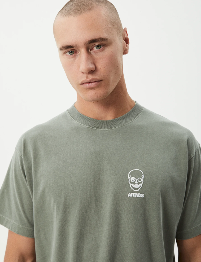 Skeletor Boxy Tee - Washed Sycamore | Afends