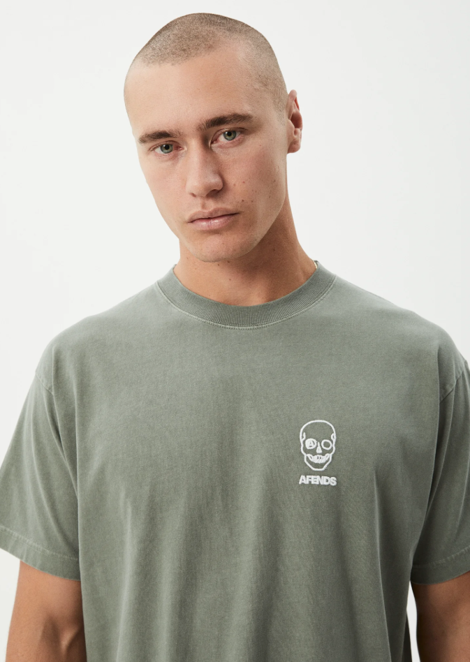 Skeletor Boxy Tee - Washed Sycamore | Afends