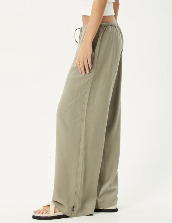 Lenni Wide Leg Pant - Olive | Afends