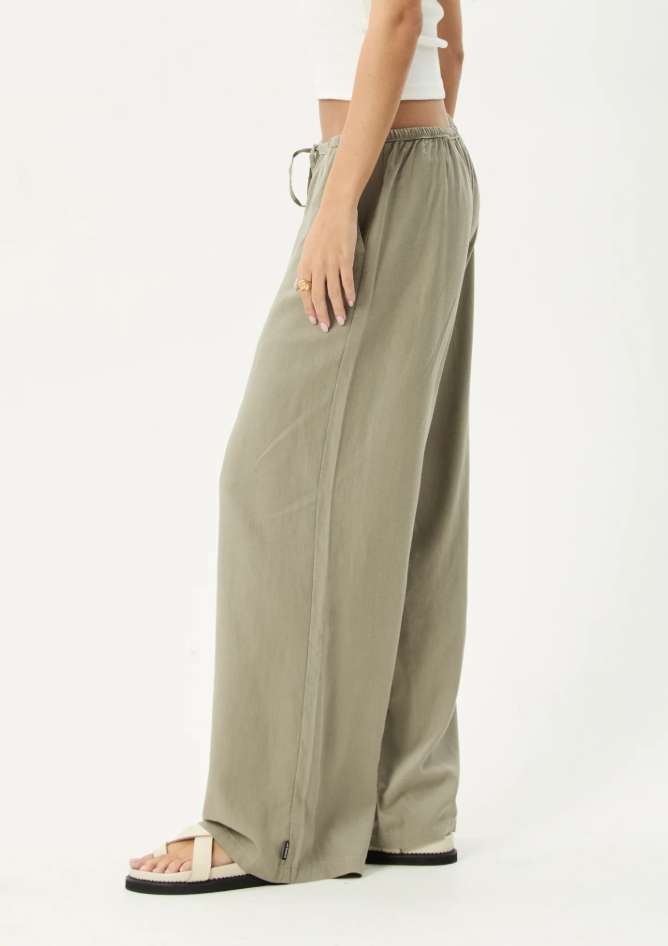 Lenni Wide Leg Pant - Olive | Afends