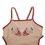 Embroidered Swimsuit Vanilla Fire Bird Placement Print | Tyoub