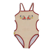 Embroidered Swimsuit Vanilla Fire Bird Placement Print | Tyoub