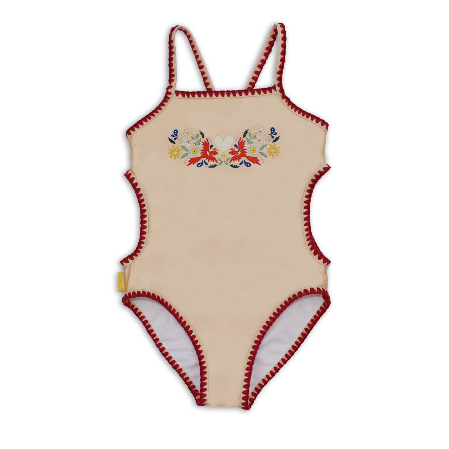 Embroidered Swimsuit Vanilla Fire Bird Placement Print | Tyoub