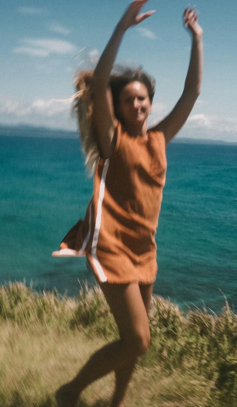 Sporty Terry Dress in Rust | Atmosea