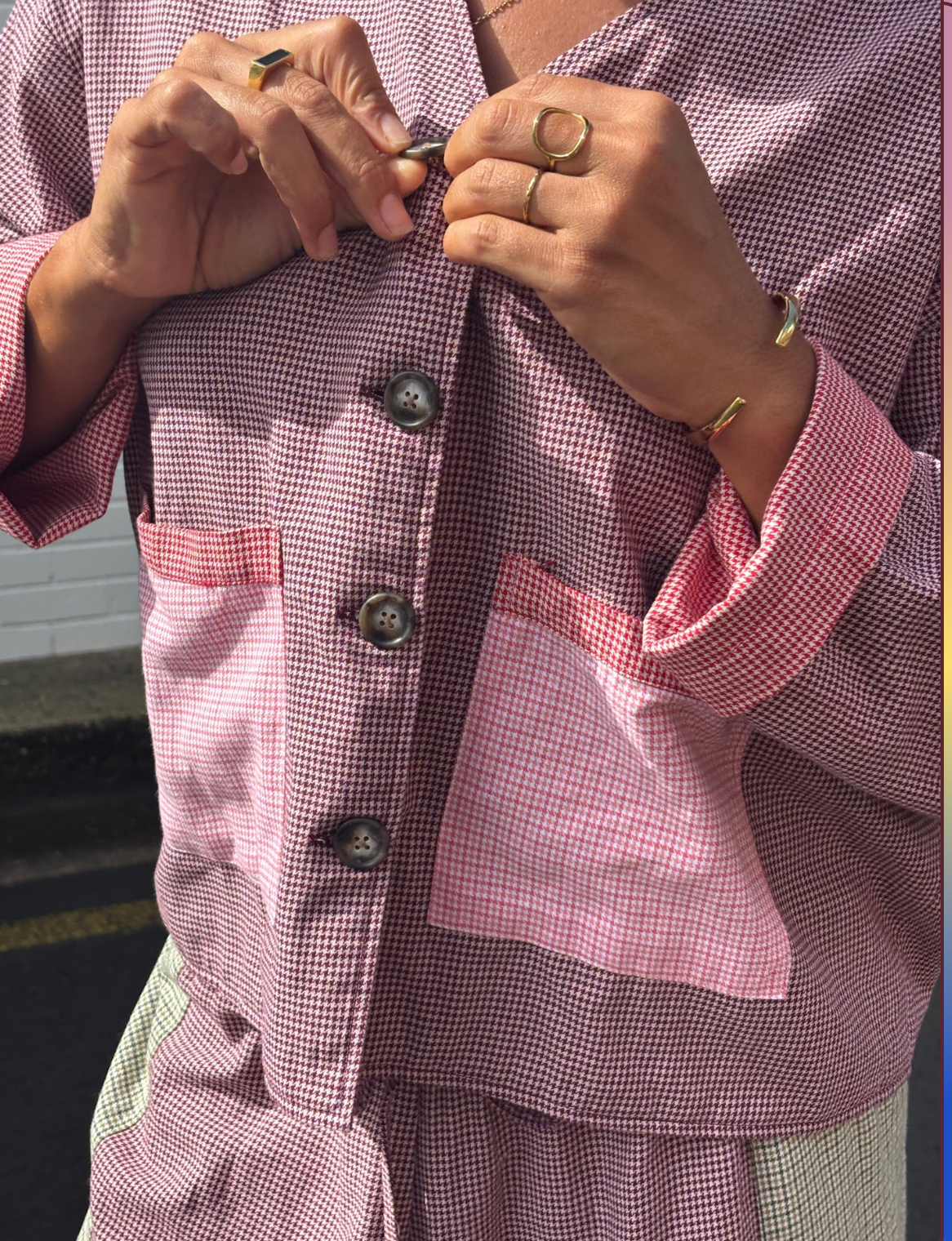 Patchwork Overshirt - Houndstooth | Atmosea