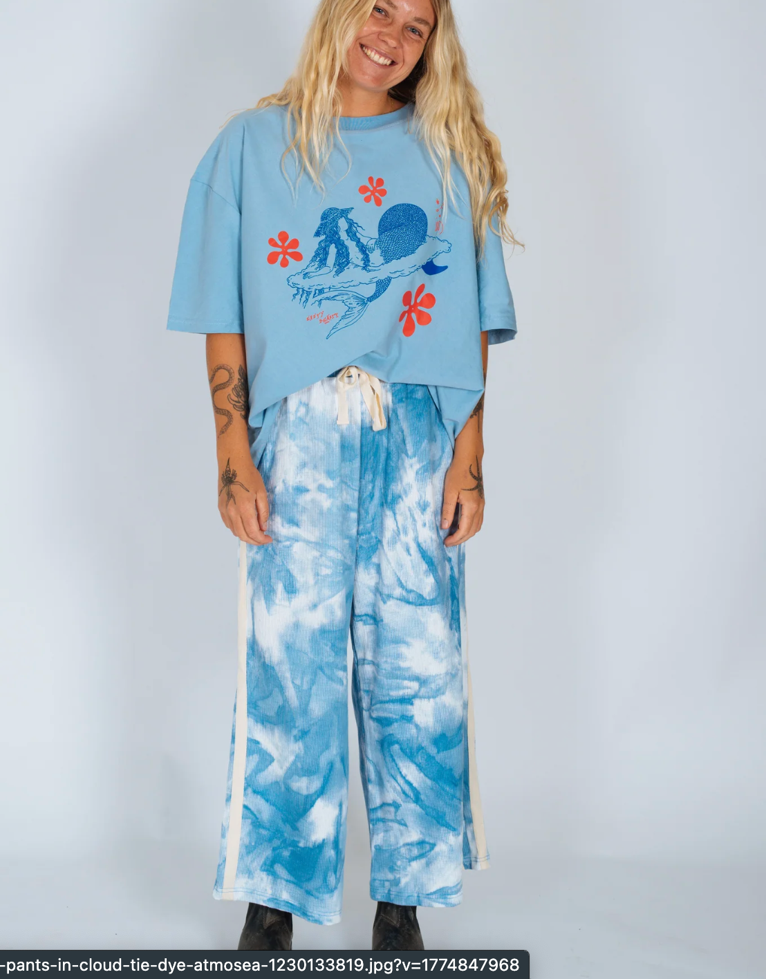 Waffle Lounge Pants in Cloud Tie Dye | Atmosea