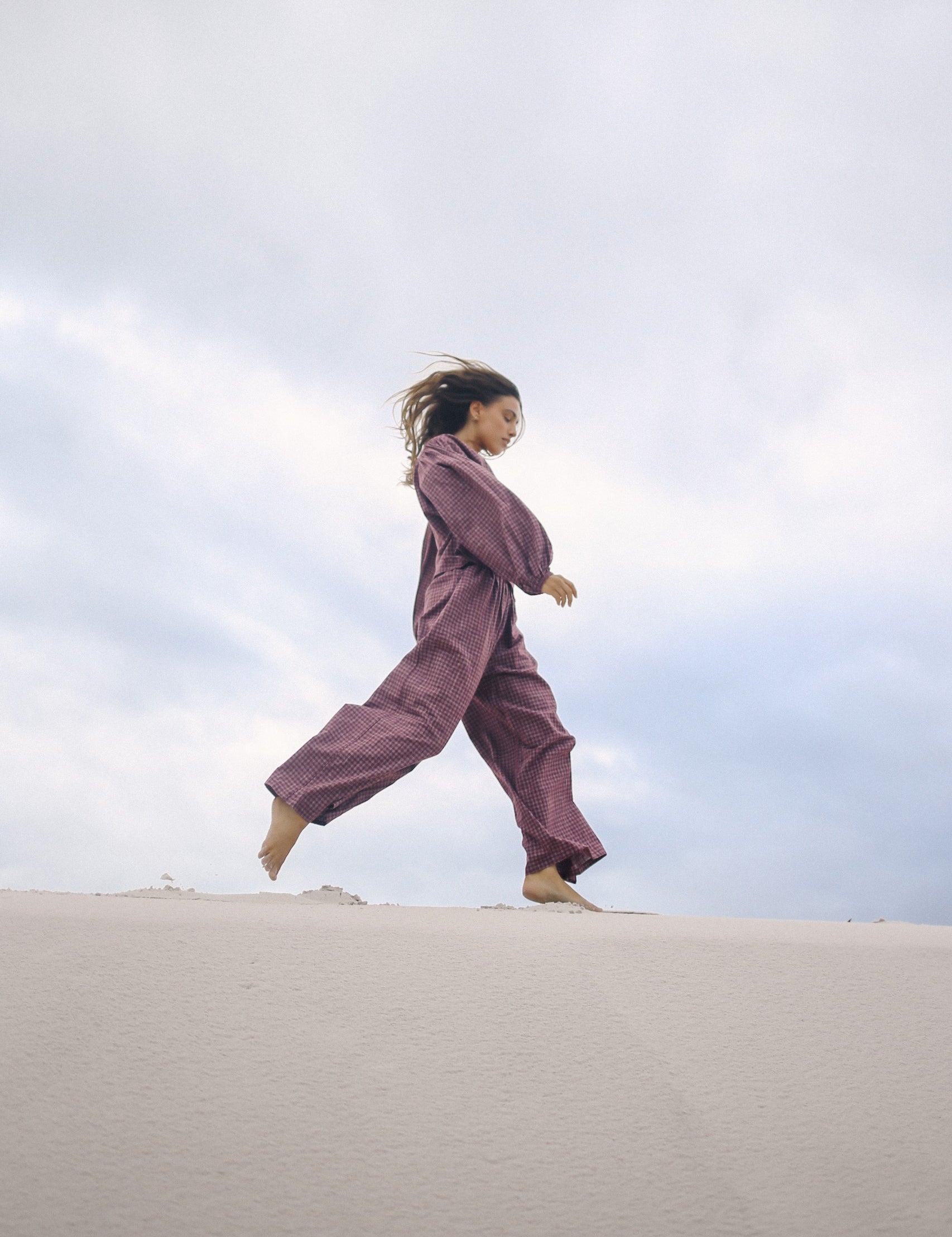 Ivy Pant - Fig Hemp Check | The Bare Road