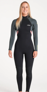 NuWave Element 3:2 Women’s Back Zip Wetsuit - Black / Forest Green / Rose | C-Skins
