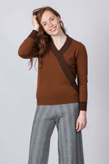 Wool Knit Jumper - Brown + Black Stripe | ALS Australia