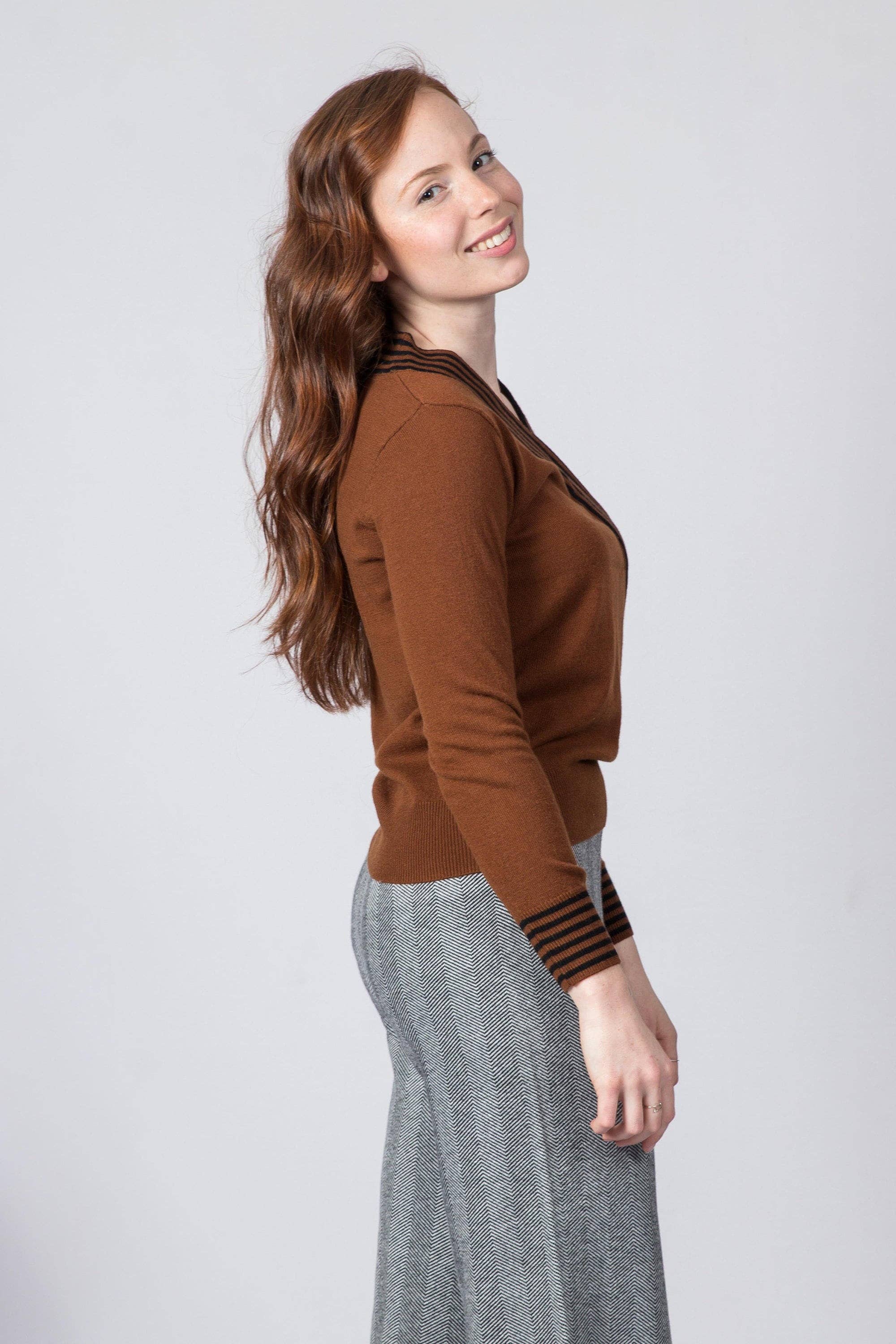 Wool Knit Jumper - Brown + Black Stripe | ALS Australia