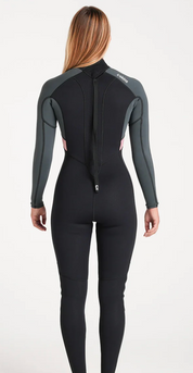NuWave Element 3:2 Women’s Back Zip Wetsuit - Black / Forest Green / Rose | C-Skins