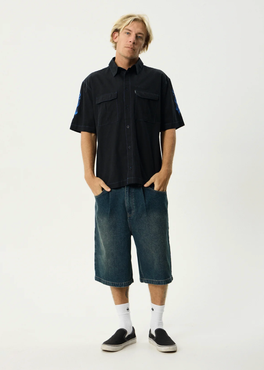 Utility Short Sleeve Shirt - Black | Afends