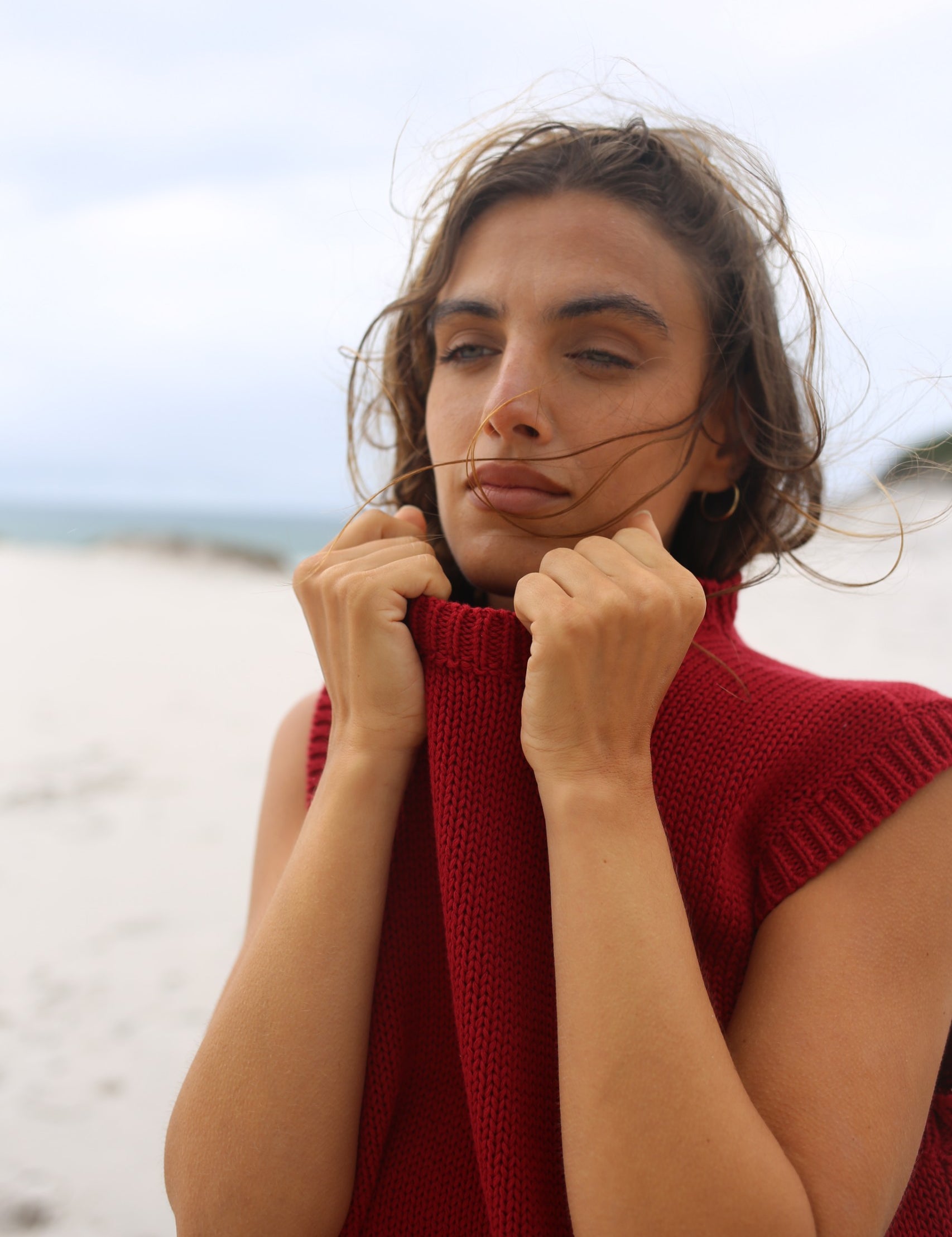 Cecila Knit Vest - Cherry | The Bare Road