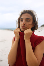 Cecila Knit Vest - Cherry | The Bare Road