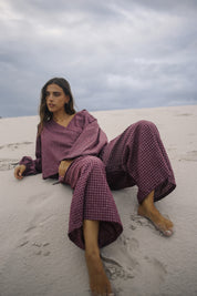 Ivy Pant - Fig Hemp Check | The Bare Road